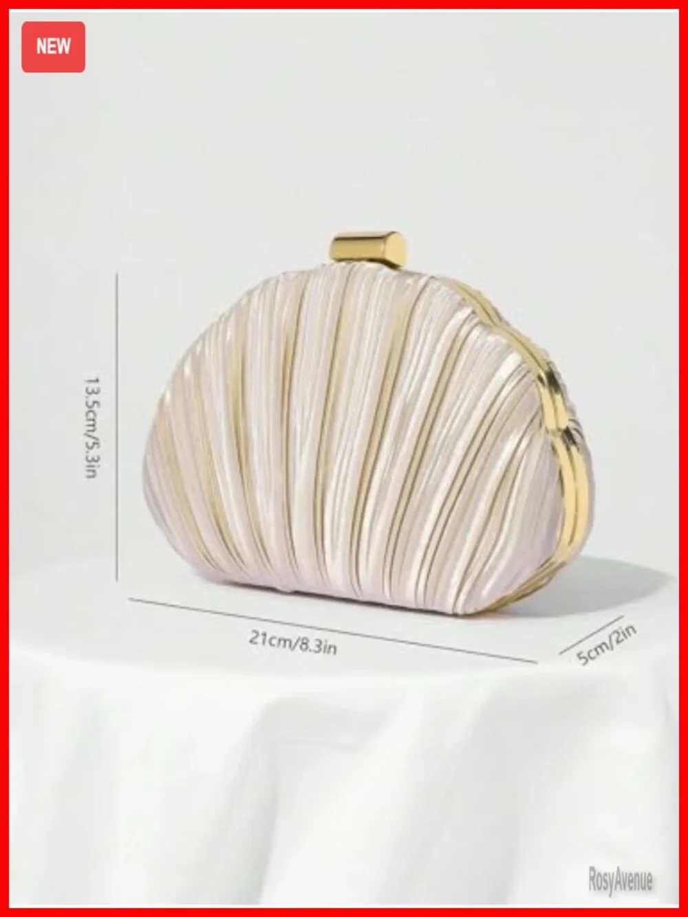 Shell Shaped Clutch Purse with Chain Strap Ruched Crossbody Bag Evening Handbag